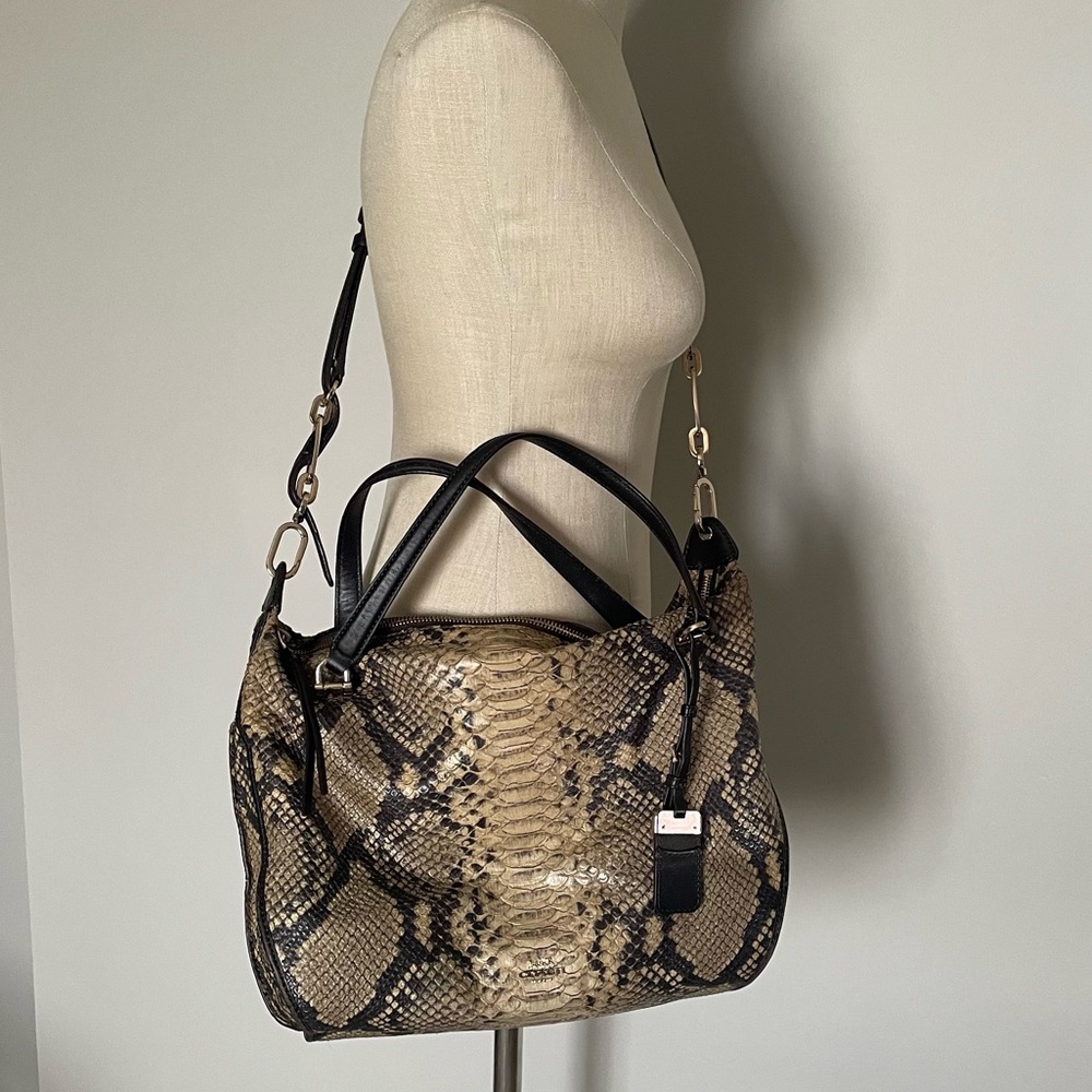 Coach natural and brown python smythe bag